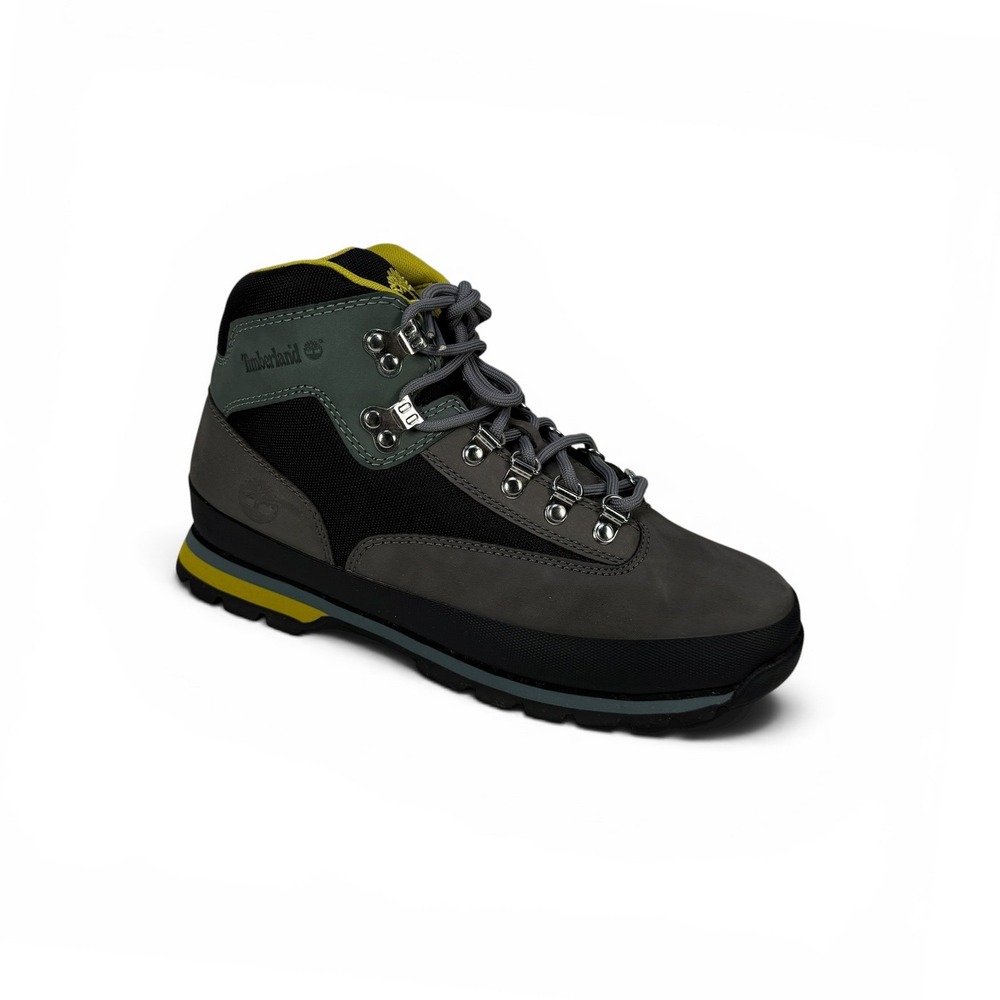 Timberland Euro Hiker Mid Boots Mens 8.5 Grey Nubuck Black Lace Up